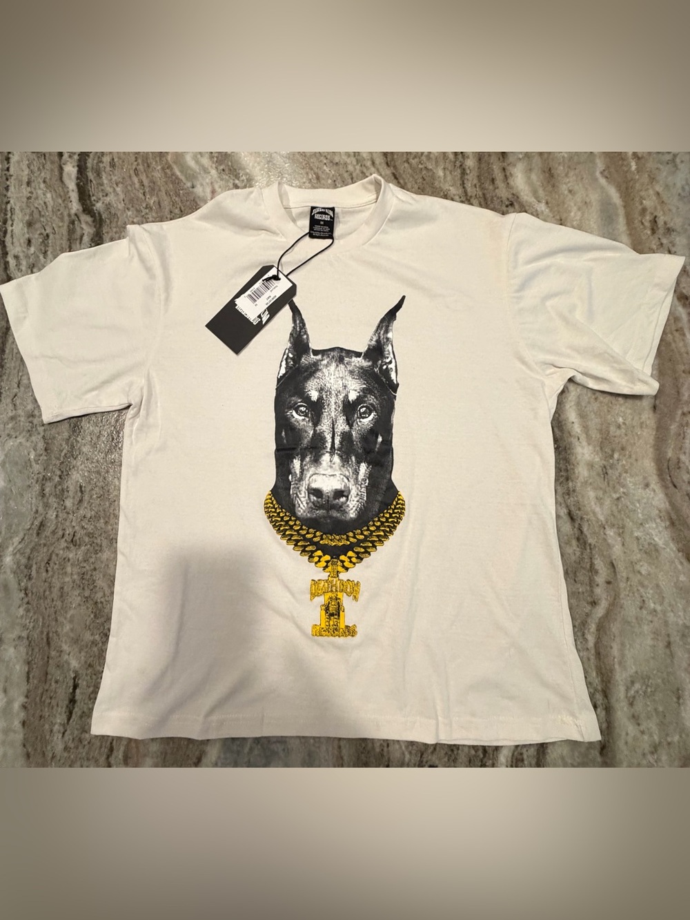 NWT! Death Row Records "Doberman" size M T-shirt Natural.
